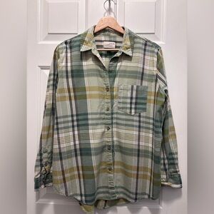 Universal Thread Olive and Cream Plaid Shirt